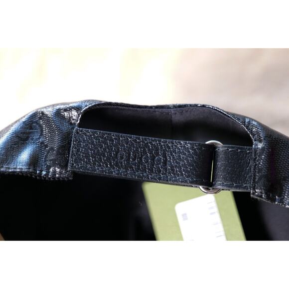 Gucci Black Leather-Trimmed Monogram Embossed Baseball Cap (Size M) RRP $950 - Picture 5 of 6